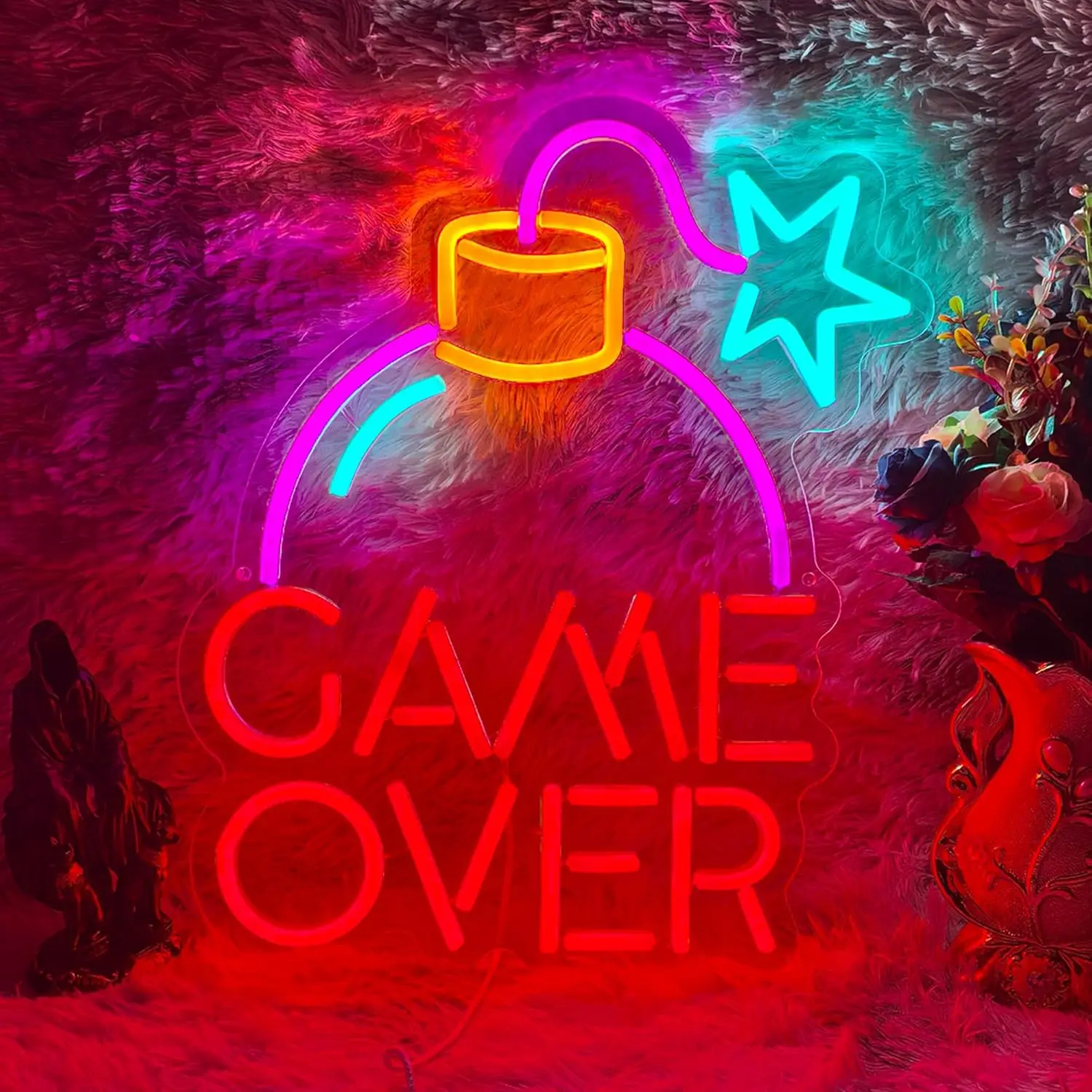 Party Games Stream - Luz LED de neón roja y